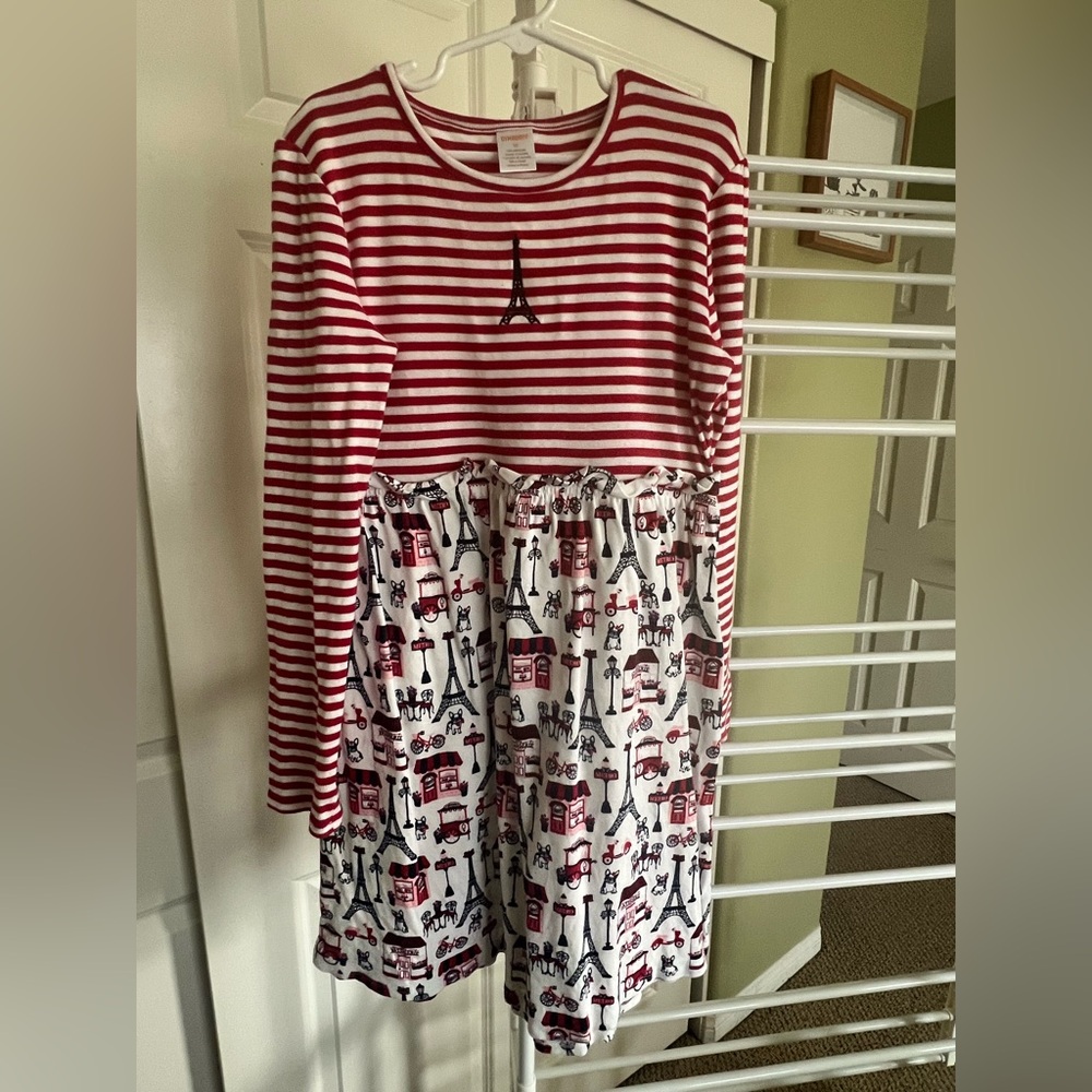 Red and White Striped Kids Dress